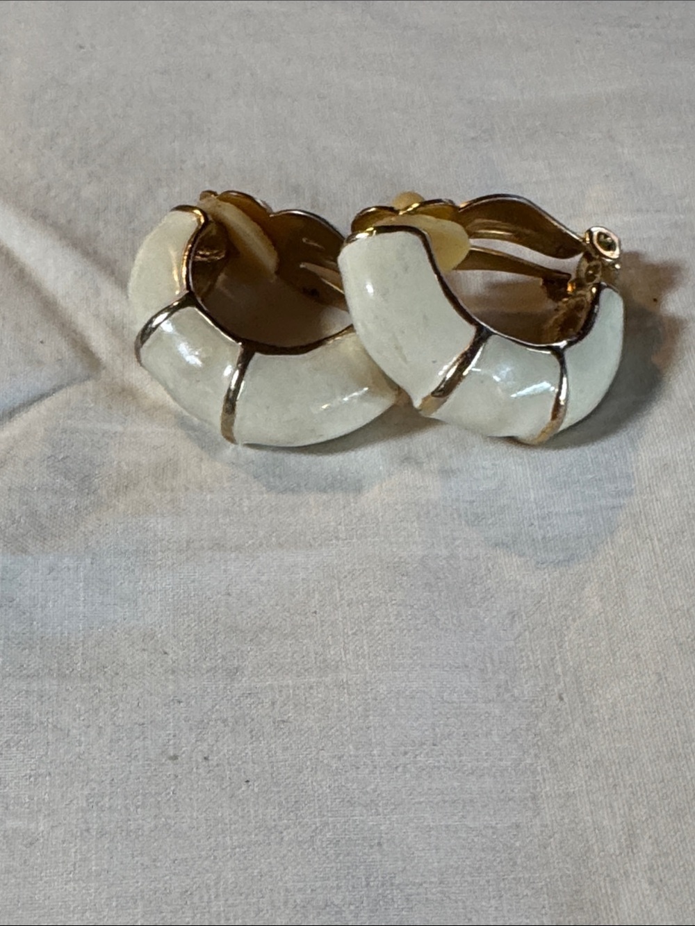 Ivory Gold-Tone Clip Hoop Earrings